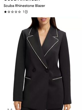 Good American Black Scuba Blazer with Rhinestone Trim